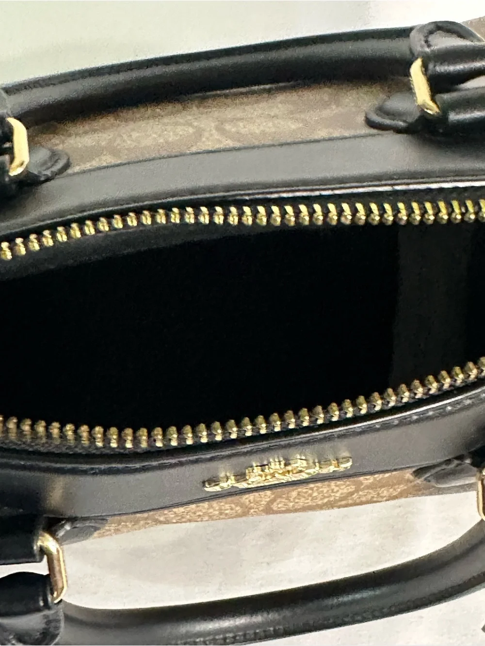 Coach Mini Bennett Signature Canvas Satchel in Khaki and Black F32203